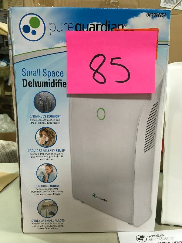 lot 85 image: PUREGUARDIAN 0.33 Gal. Small Space Dehumidifier in good conditions