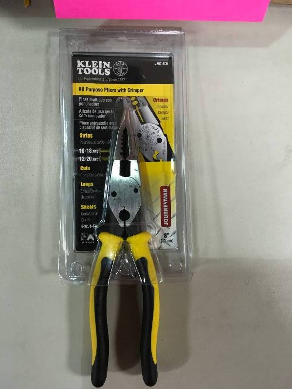 lot 102 image: Klein Tools All Purpose Pliers With Crimper in good conditions