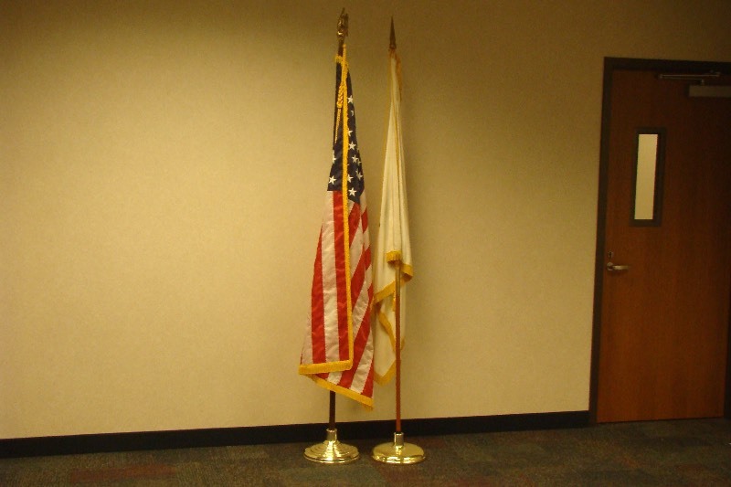 lot 2 image: 2 Flags on Wood Poles in Bases