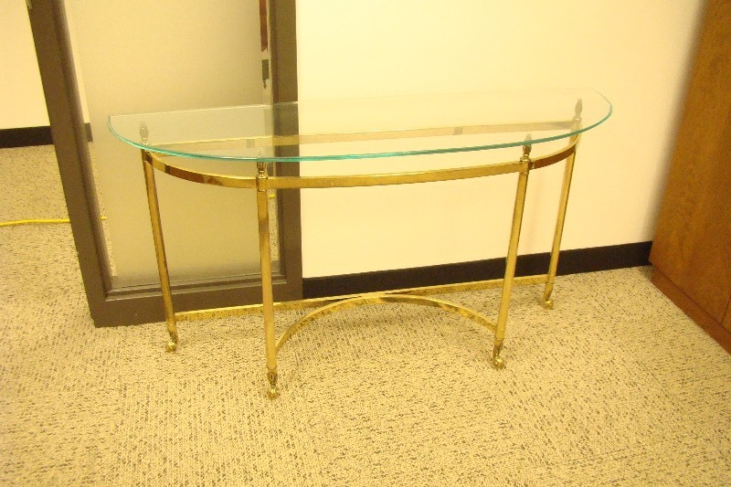 lot 26 image: Brass Glass Top Couch Table