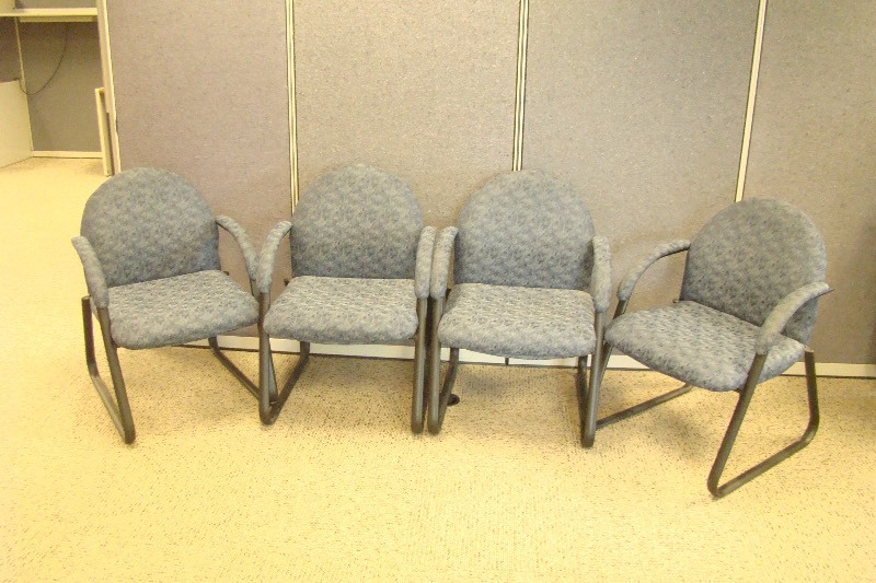 lot 66 image: 4 United Chair Co. Steel Framed Padded Chairs