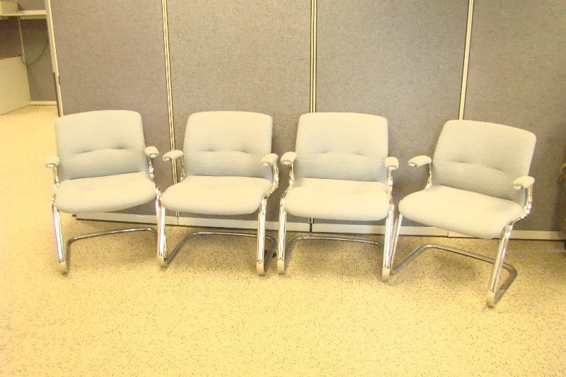 lot 67 image: 4 Steelcase Steel Chrome Framed Padded Chairs