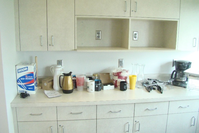 lot 78 image: Lot of Coffee Cups, Coffee Maker, Stir Sticks, etc.