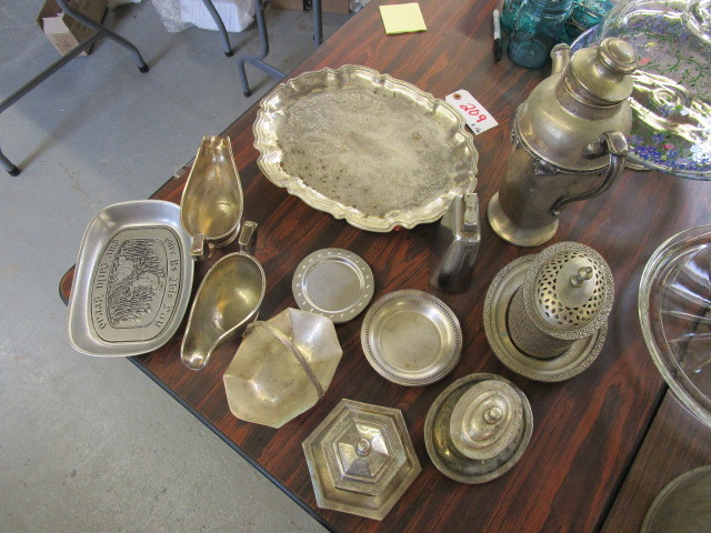 16 PIECES OF SILVER-PLATE AND PEWTER