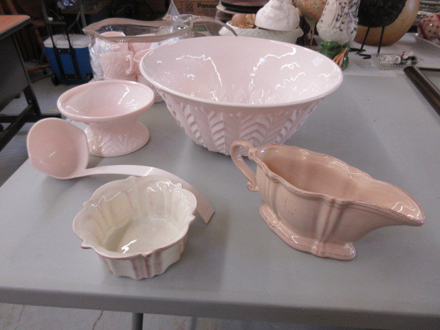 PUNCH BOWL SET AND SERVING PIECES