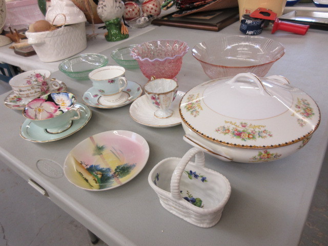 TEA CUPS, DEPRESSION GLASS, LIMOGES AND MORE