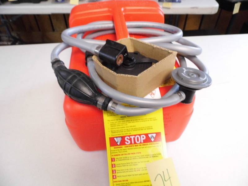 lot 74 image: Quick Silver Gas Can w Syphon Hose
