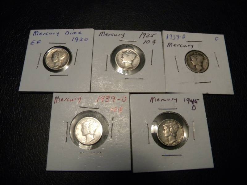 5 Mercury Silver Dimes