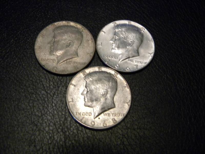 3 Kennedy 40% Silver Half Dollars