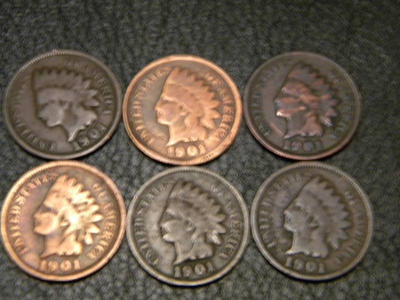 6 1901 Indian Head Pennies