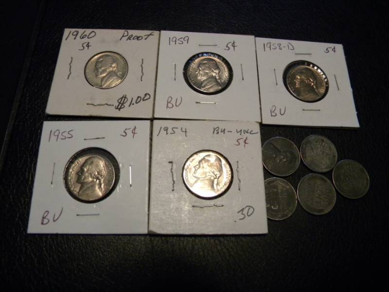 5 Nickels & 5 1943 Steel Pennies
