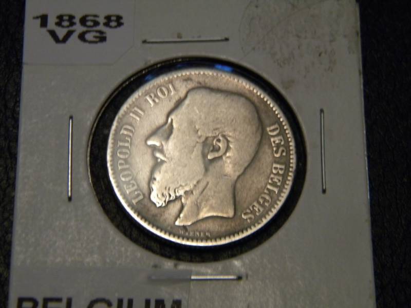 Belgium 1868 2 Francs (83.5% Silver)
