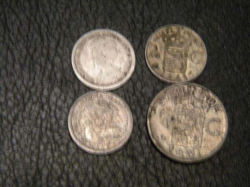 Netherlands 1913 and 1915 10 Cents (Both 64% Silver) & Neth. East Indies 1941 14 Gulden and 1942 110 Gulden (Both 72% Silver)