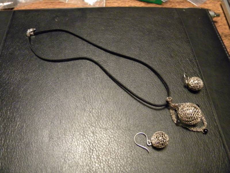 Sterling Silver Mesh Necklace & Earrings
