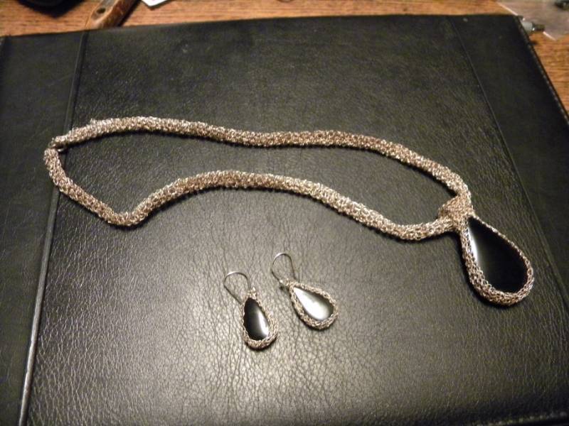 Sterling Silver Mesh Necklace & Earrings