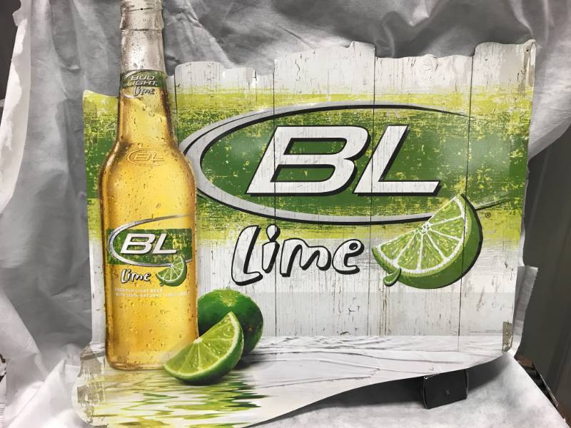 bud light lime tin sign