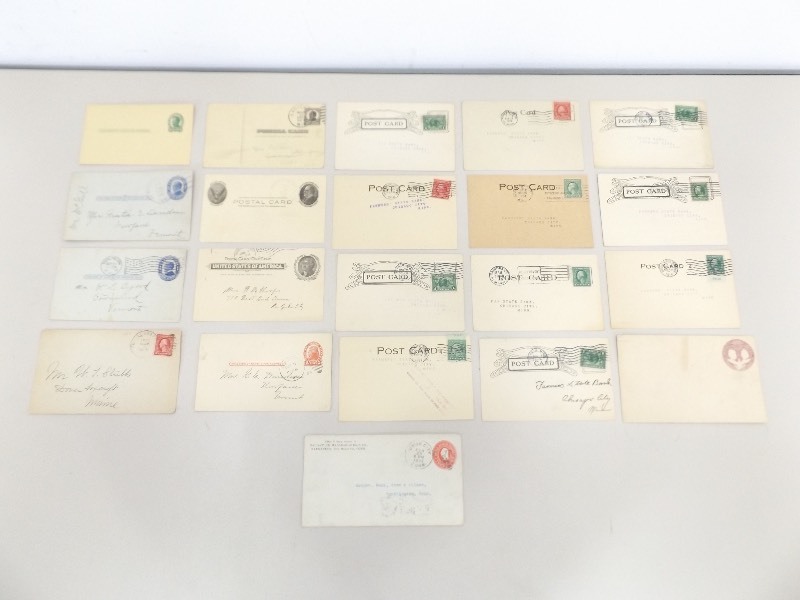 lot 45 image: Antique One and Two Cent Stamped Post Cards