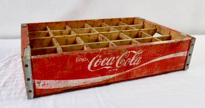 lot 30 image: Vintage Red Coca-Cola 24-Grid Divided Crate (Crookston, Minn.)  2-Decks of Coca-Cola Nostalgia Playing Cards