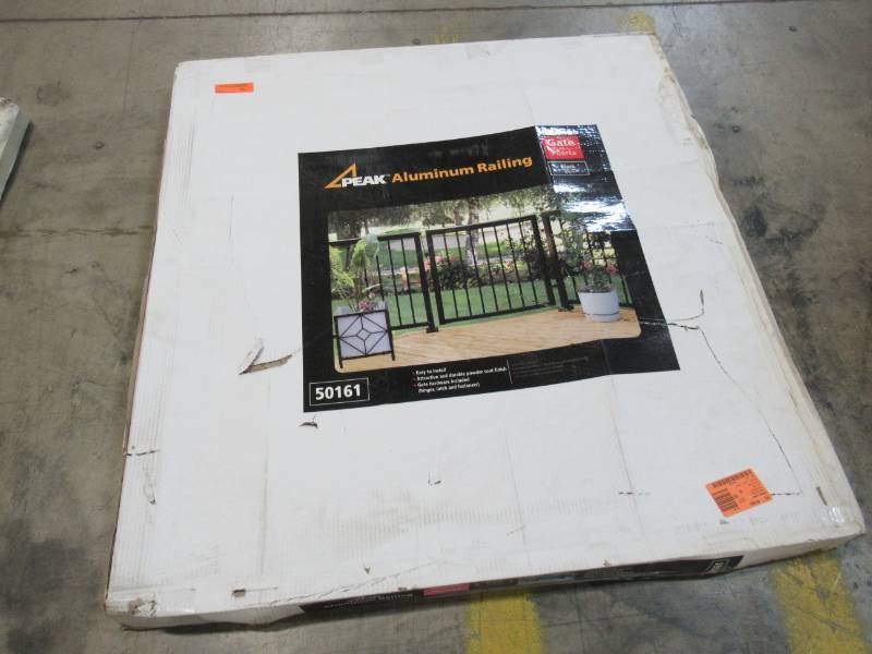 lot 165 image: Peak Aluminum Railing 3-56 ft. x 3-13 ft. Black Aluminum Single Walk Through Picket Gate 50161
