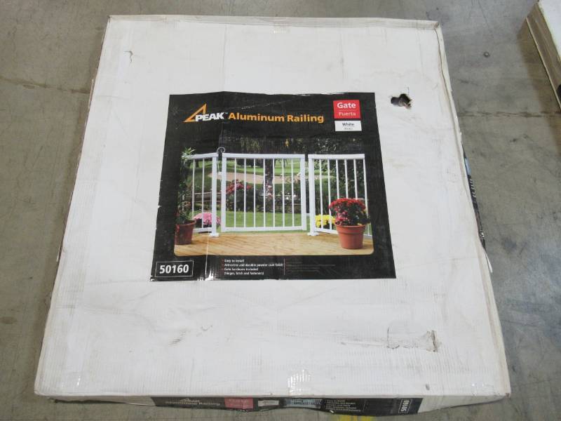 lot 166 image: Peak Aluminum Railing 3-56 ft. x 3-13 ft. White Aluminum Single Walk Through Picket Gate 50160