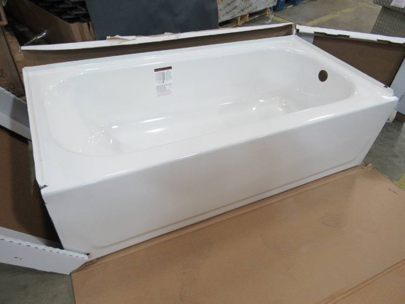 lot 25 image: Bootz Industries Mauicast 60 in. Right Drain Rectangular Alcove Soaking Bathtub in White