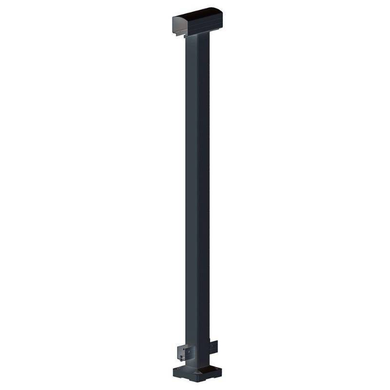 lot 159C image: Peak Aluminum Railing 4 in. x 4 in. x 42 in. Black Aluminum Mid Post (Quantity 6) Model 50011