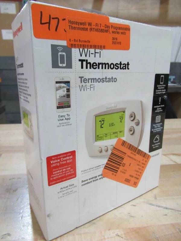 lot 65 image: Honeywell Wi-Fi 7-Day Programmable Thermostat (RTH6580WF), works with Amazon Alexa