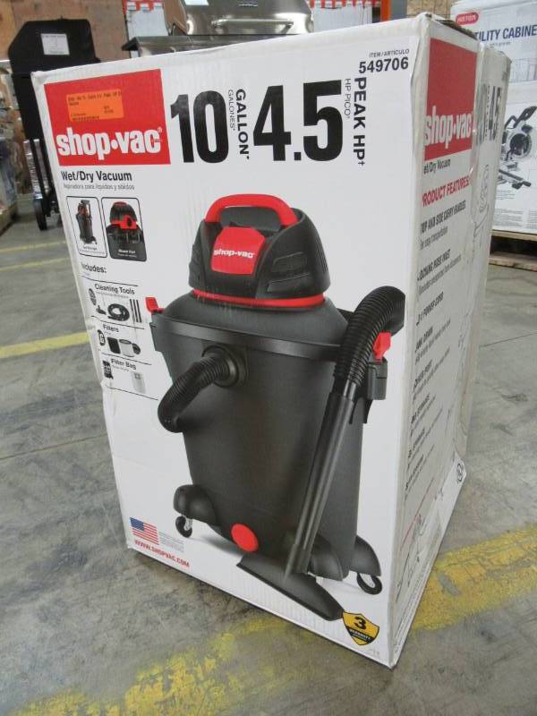 lot 80 image: Shop-Vac 10-Gallon 4.5-Peak-HP Shop Vacuum Model 5922111