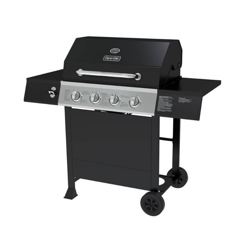 lot 5 image: Dyna-Glo 4-Burner Open Cart LP Gas Grill in Black DGF493PNP-D