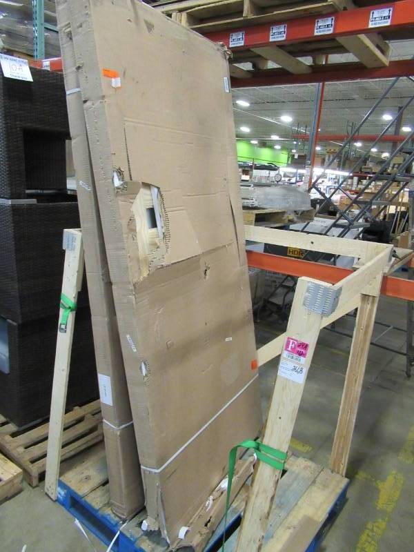 lot 105 image: 2 Unfinished Solid Wood PanelingRailingPossible Door with Glass Panel Lights