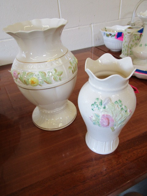 lot 301 image: 2 BELLEEK FINE IRISH PORCELAIN VASES
