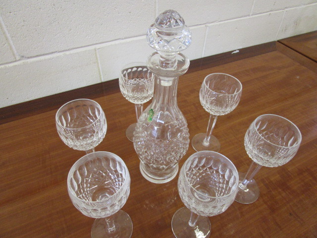 lot 329 image: 6 PIECES OF HANDMADE WATERFORD CRYSTAL STEMWARE  WATERFORD CRYSTAL DECANTER