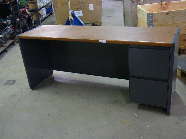 Steel Desk Wood Grain Top