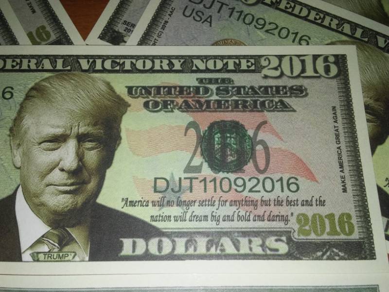 lot 44 image: 10 - Donald Trump Victory note bill. 2016 -