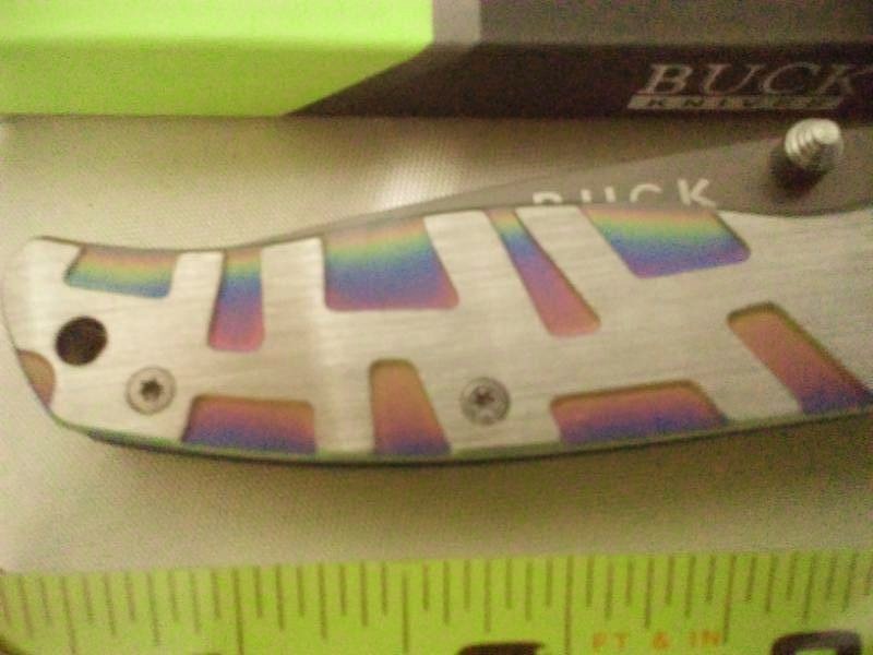 lot 66 image: Buck knife inlaid handle, rare. Foldable pocket knife.