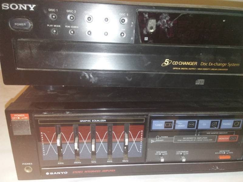 lot 91 image: Sony 5 CD changer and Sanyo equalizer.