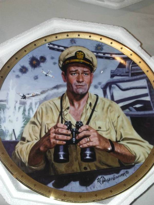 lot 160 image: 2 John Wayne - salute to Naval strength plates. Limited edition, COA, numbered