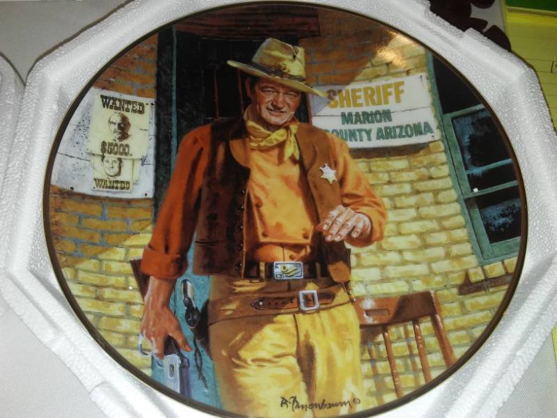 lot 161 image: 2 John Wayne plates. High Country, American Legend. Limited edition, COA