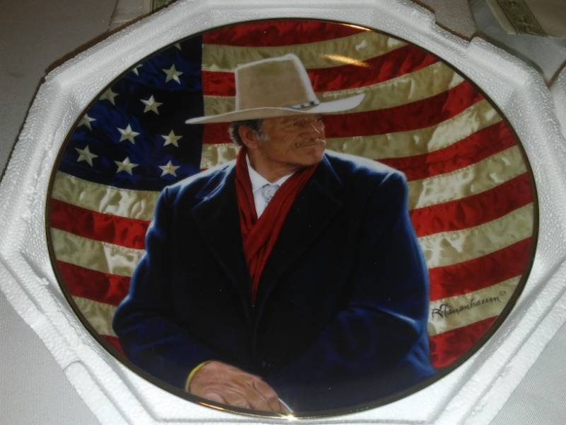 lot 168 image: 2 John Wayne plates. Cowboy Legend, Pine Ridge.