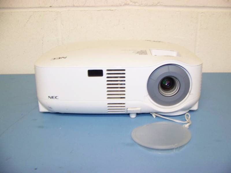lot 8 image: NEC, LCD Projector, (8) NEW Digital Decoration Holiday  Celebration DVDs and (2) NEW Projection Materials (Window and Hologram)