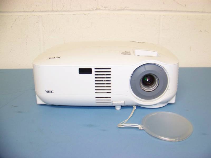 lot 12 image: NEC, LCD Projector, (6) NEW Digital Decoration Holiday  Celebration DVDs and (2) NEW Projection Materials (Window and Hologram)
