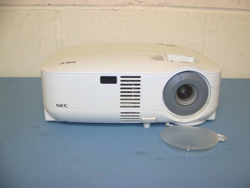 lot 14 image: NEC, LCD Projector, (6) NEW Digital Decoration Holiday  Celebration DVDs and (2) NEW Projection Materials (Window and Hologram)