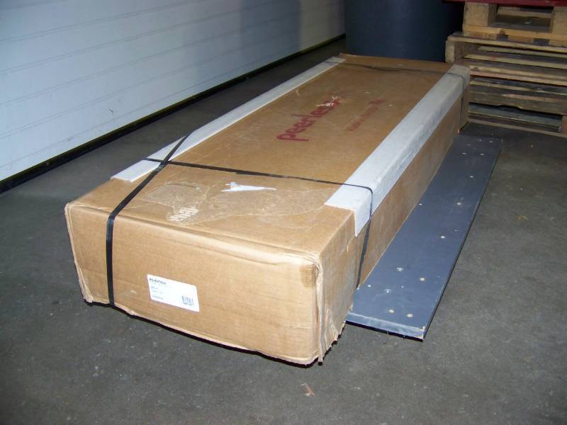 lot 76 image: Peerless, Dual Mast Large Screen Rolling Cart  Floor Stand - NEW in Original Box