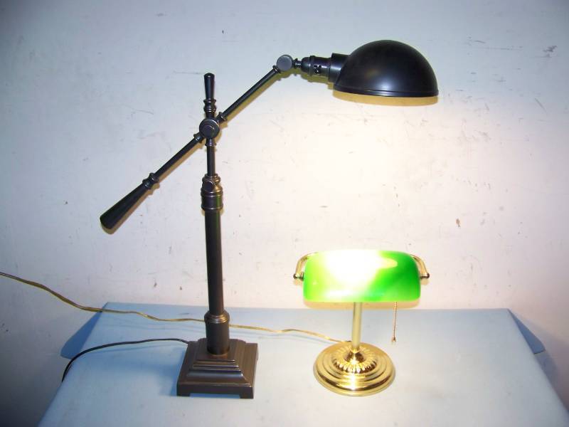 lot 80 image: (2) Desktop Lamps and (1) Wire Organizing Rack with (3) pullout Baskets