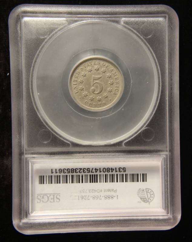 1868 SHIELD NICKEL BROKEN CS VARIETY XF40 SEGS