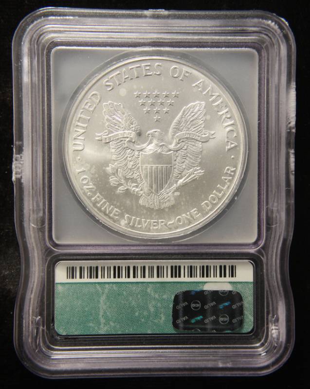 2001 AMERICAN SILVER EAGLE 1 TROY OZ. .999 FINE SILVER MS69 ICG