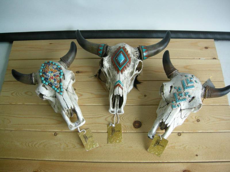 lot 16 image: 3 Steer Skull Wall Hangers