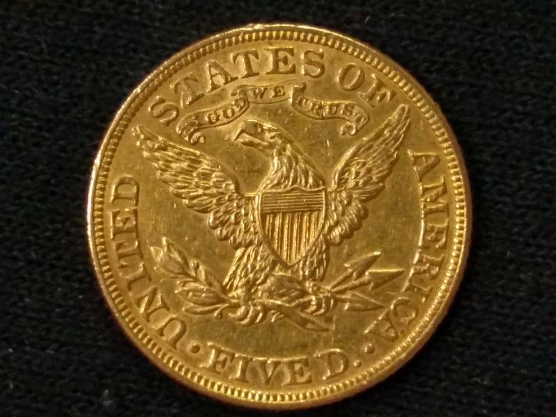 lot 2 image: 1894 Five Dollars Liberty Head Gold...