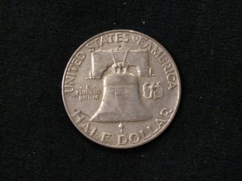 lot 45 image: 1958 D Franklin Silver Half Dollar...