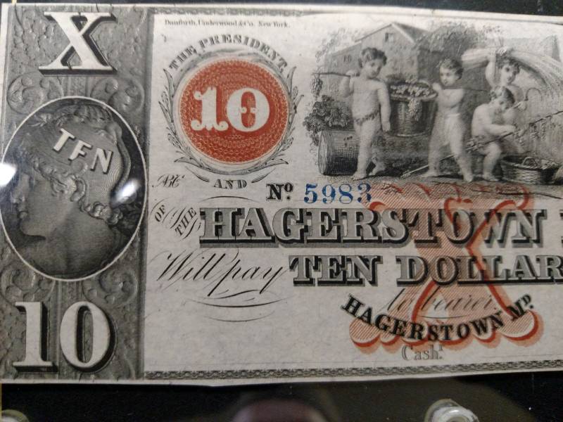 lot 51 image: 1860s Large Size Ten Dollars Hager...